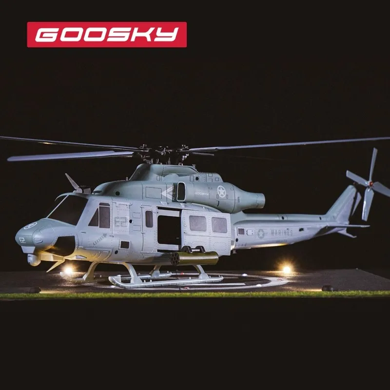 GOOSKY E2 RC Helicopter 1:35 UH-1Y Scale 2.4G 6CH Dual Brushless Direct Drive Motor BNF / RTF with GTS Flight Control System