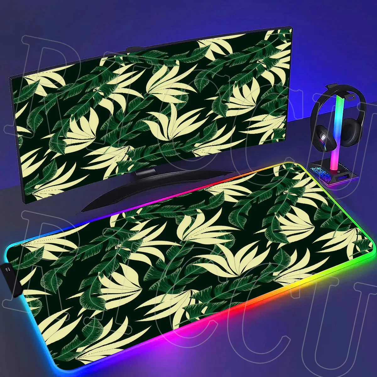 

RGB HD rinting XXL Large computer retro floral mouse pad flower office LED desk mat Game PC accessories Keyboard protection pad