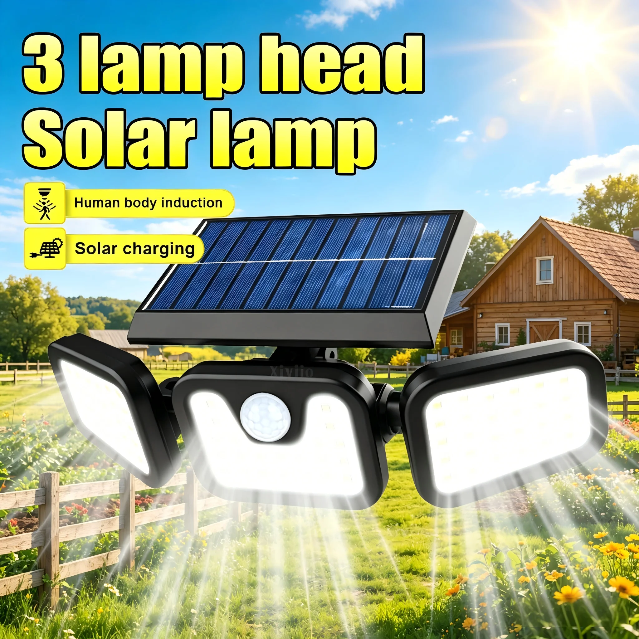 

74 LED Solar Security Light with Motion Sensor Solar Floodlight 3 Modes Waterproof Outdoor Solar Wall Lamp for Yard Garden Garag