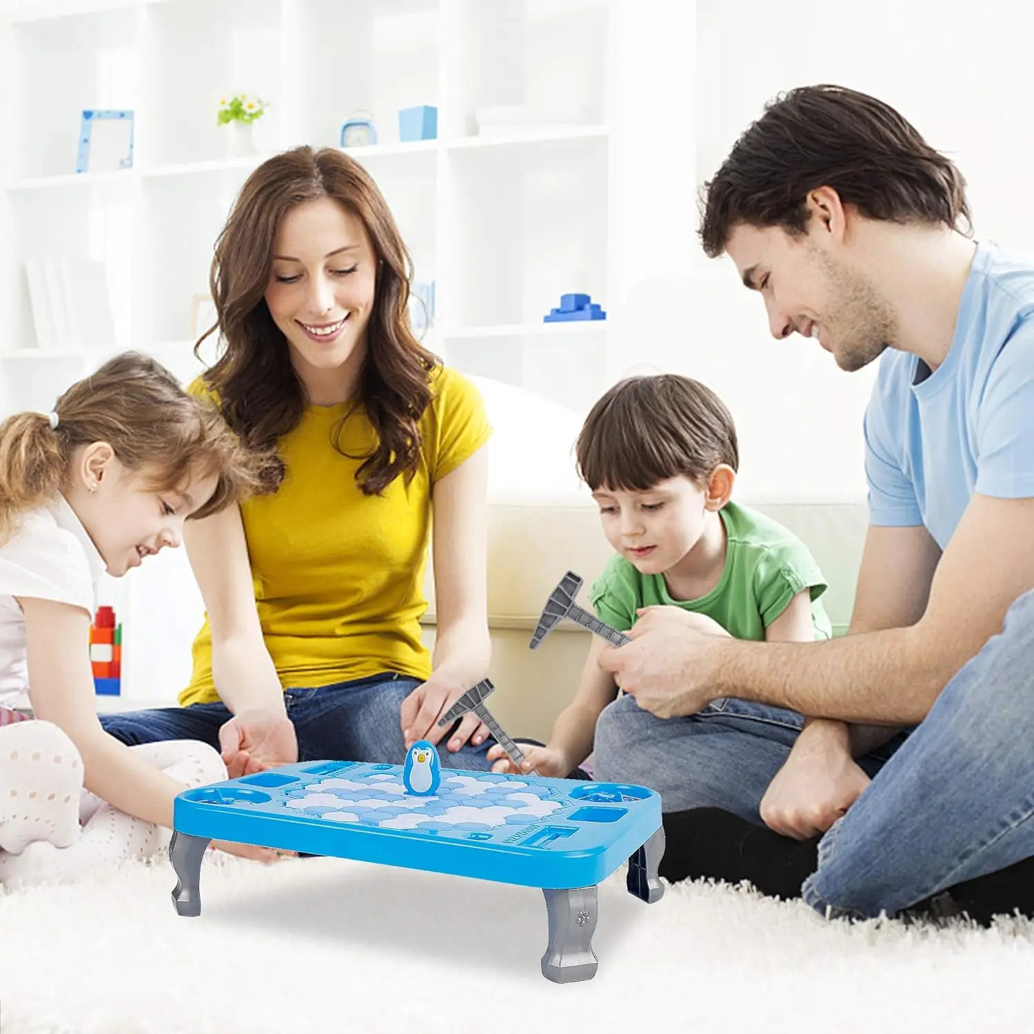 Juego de rompecristales de gran tamaño, guardar pingüino en bloque de hielo, trampa familiar para pingüinos, juego de mesa de forma cuadrada, regalo de Navidad para niños