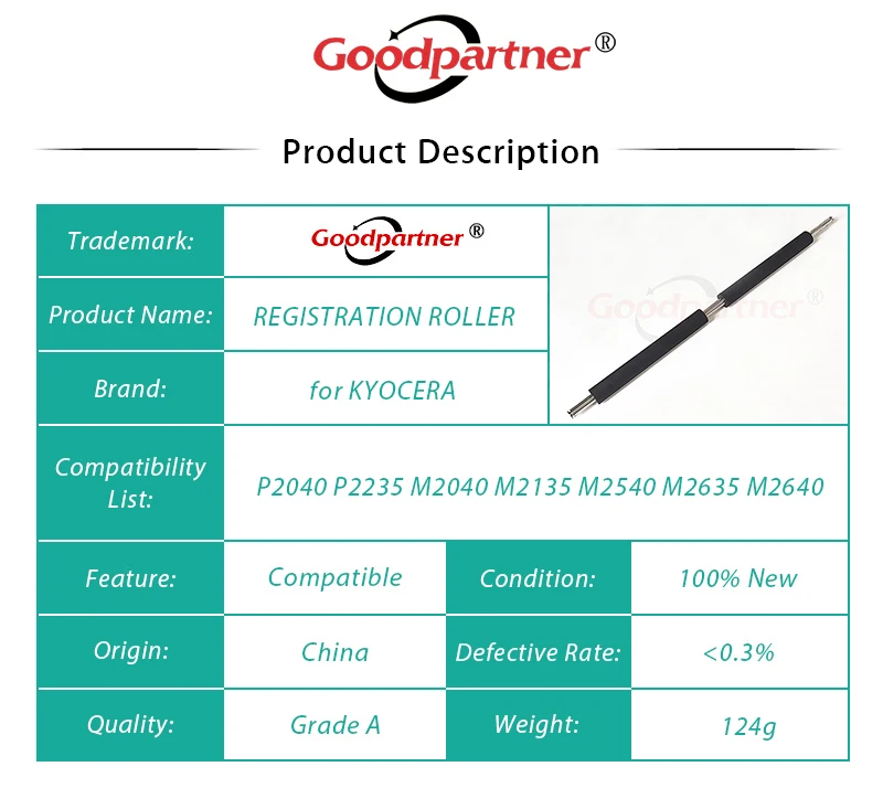 RULLO DI REGISTRAZIONE 5X 302RV94250 per KYOCERA P2040 P2235 P2335 M2040 M2135 M2540 M2635 M2640 M2735 M2835