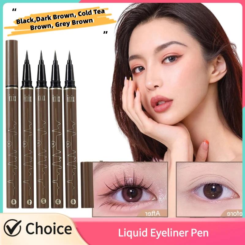 Ultra-fine Matte Black Brown Eyeliner Waterproof Quick Dry Liquid Eyeliner Pen Long Lasting Fast Drying Slim Eyes Makeup Tool