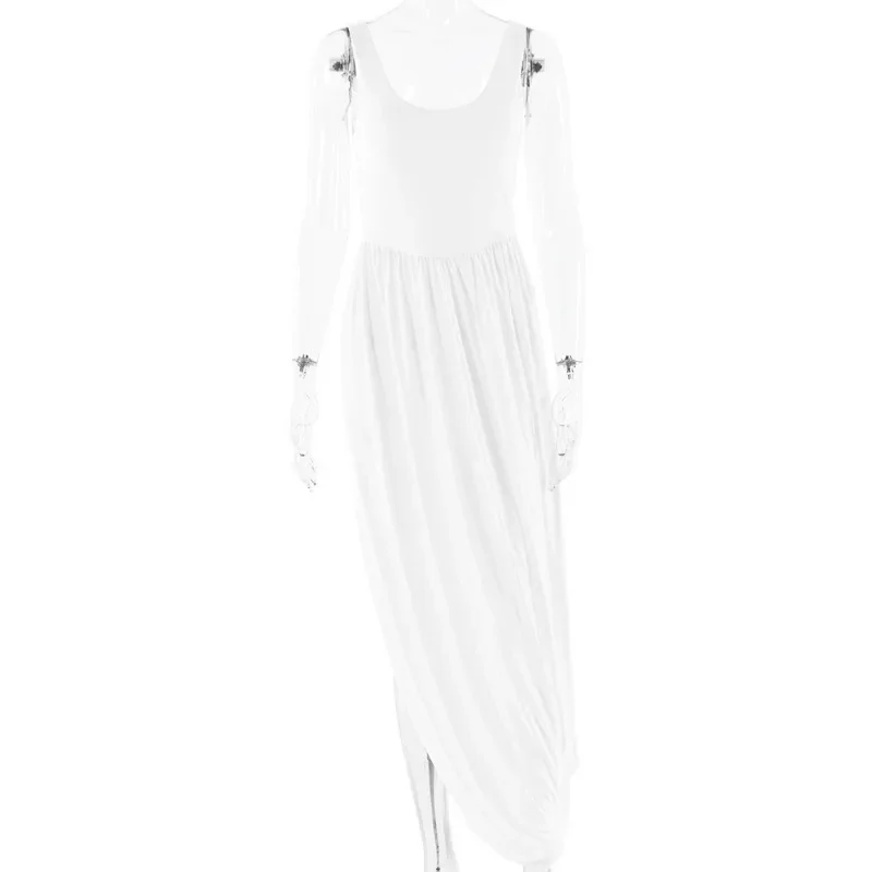 حار بيع النمط الأوروبي والأمريكي جديد مثير أزياء الحمالة عارية الذراعين تنورة طويلة مع ارتفاع الشق سليم صالح اللباس