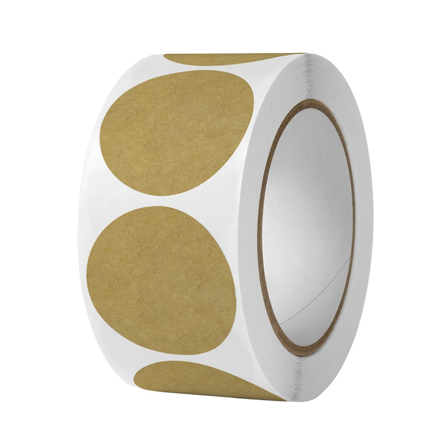500 Stickers/Rolls Of Colored Code Kraft Paper Blank Self-Adhesive Sealing Labels  Gift Sealing Circular Stickers