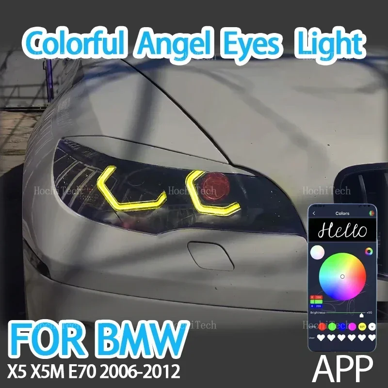 

M4 Style RGB Ring Angel Eyes Phone APP control remote LED Tuning Headlight Light Rings for BMW X5 X5M E70 2007-2013