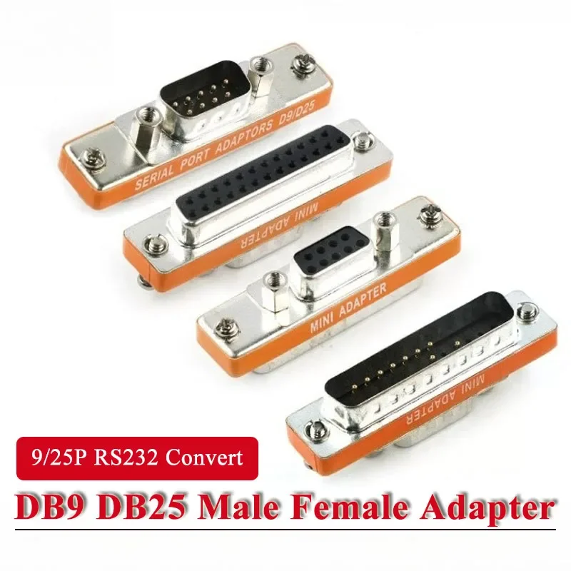 DB9 Male To DB25 Female Plug Adapter 9Pin Female To 25Pin Male Conversion Connector Series Parallel Crossing No Welding W Screws