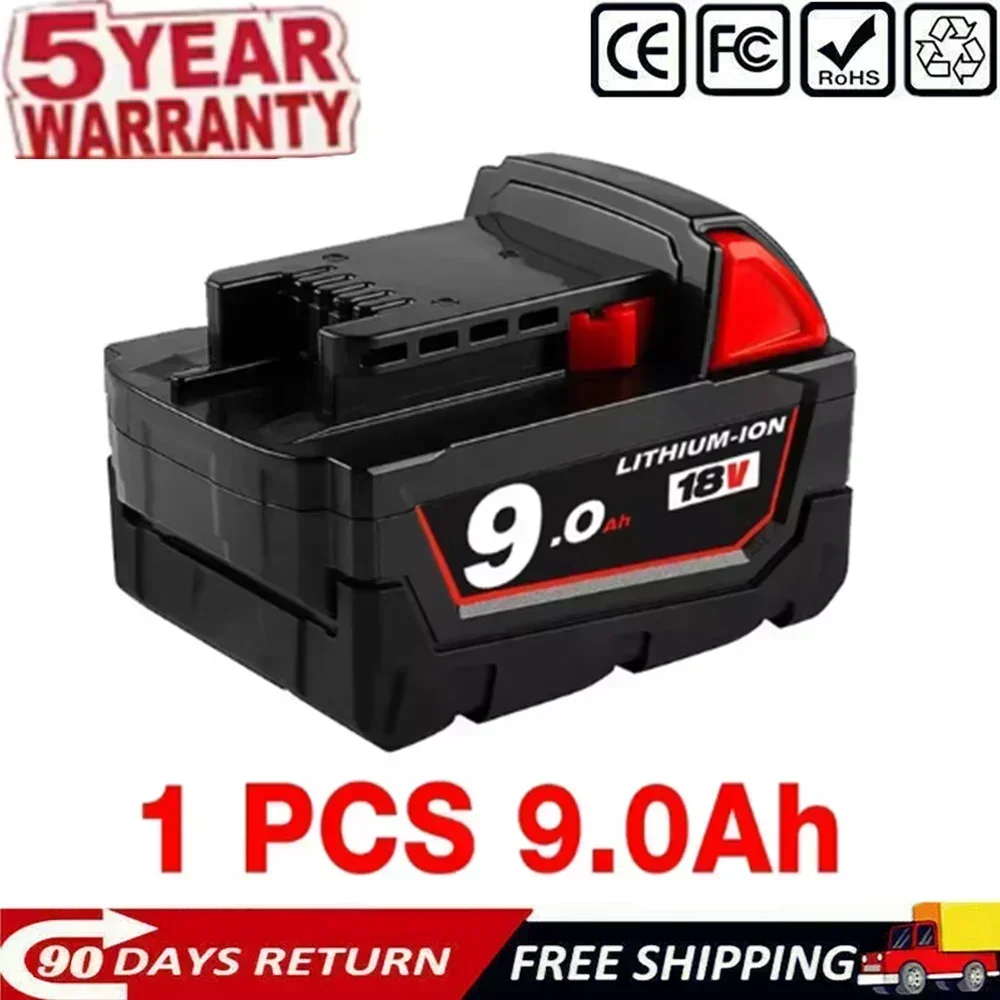 

Milwaukee M18 Battery 48-11-1860 48-11-1850 48-11-1840 - Original 6.0Ah 9.0Ah Lithium Battery for Tools, Genuine M18B6 M18B5.