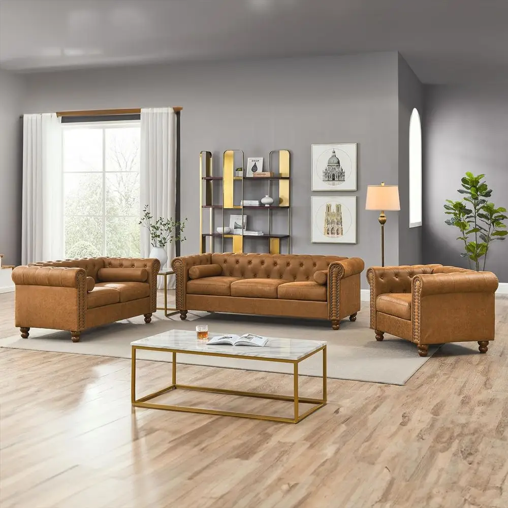 

3-Piece Living Room Set with Sofa, Loveseat, and Armchair