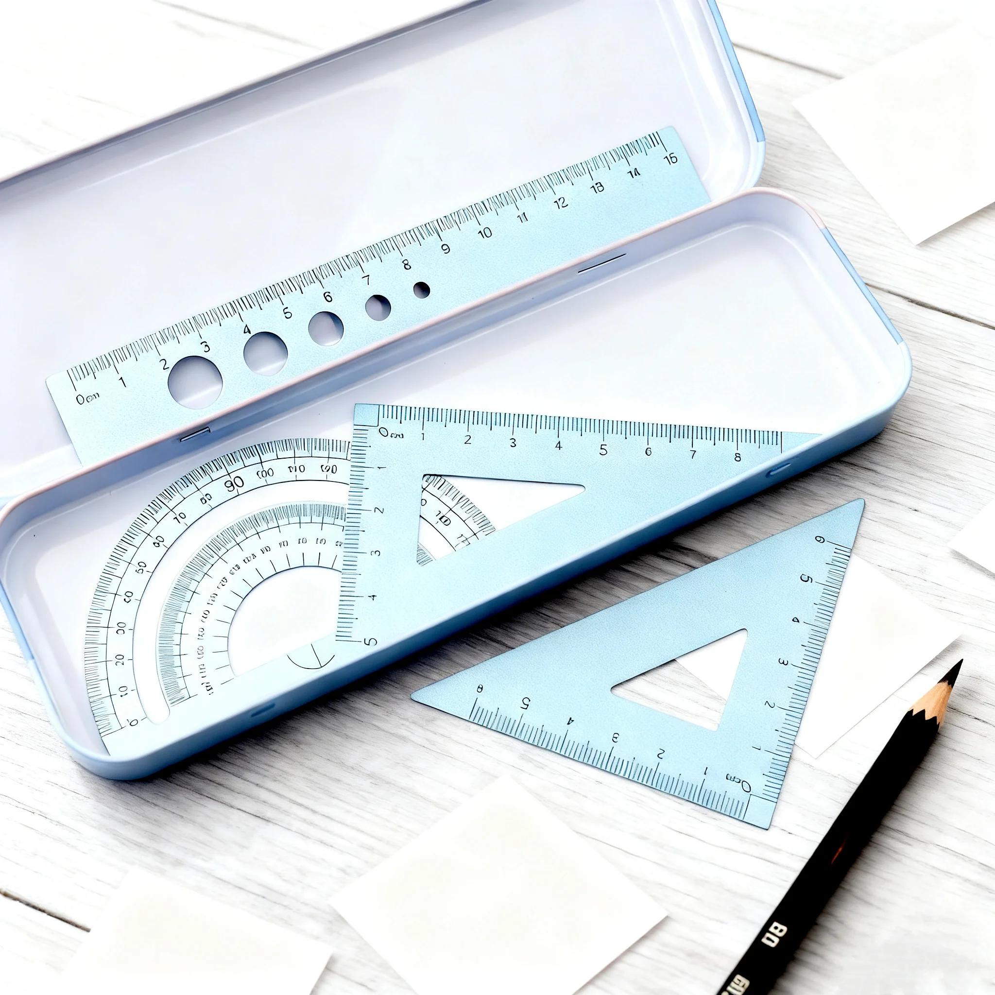 4 in 1 Aluminum Alloy Set Square Combination Learning Drawing Tools Triangle Ruler Protractor Art Kit