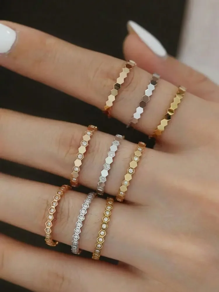 

925 Sterling Silver Zircon Geometric Shape Rings For Women Gift Match Daily Party High Quality Vintage Fine Jewelry Accessories