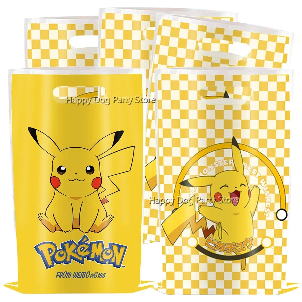 10/20/30/40/50pcs Pokemon Party Pikachu Gift Bags Kids Candy Treat Bag Party Supplies Goodie Bags For Kids Birthday Wrapping Box