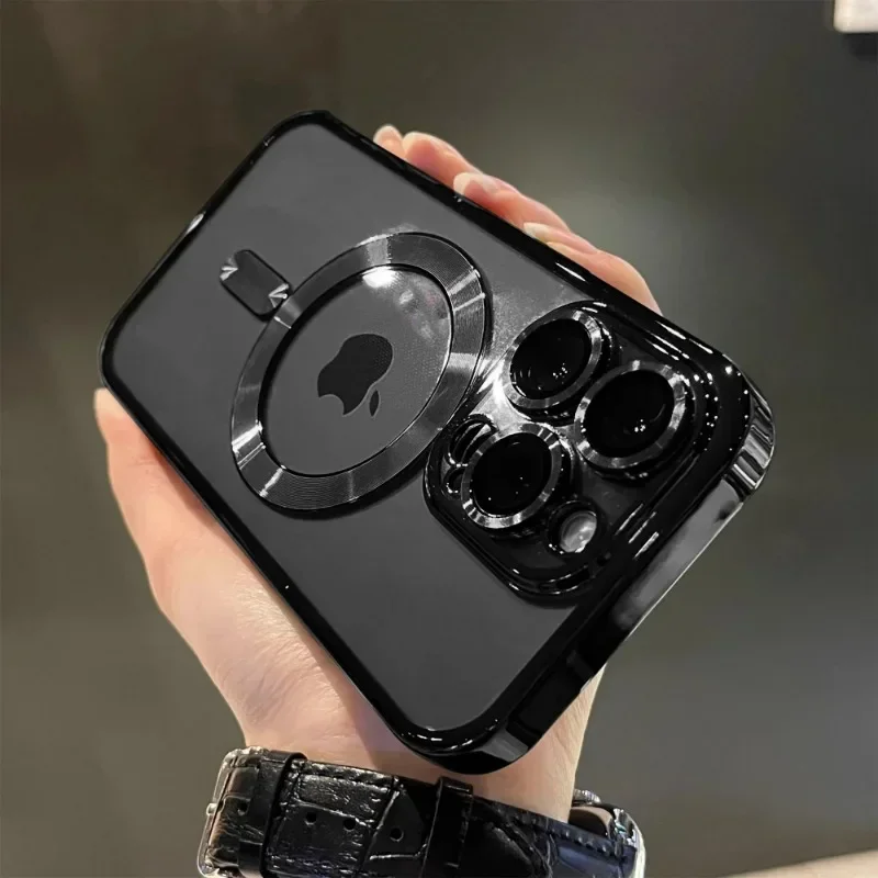 New Luxury Wireless Charge Magsafe Case iPhone 16 15 14 13 12 11 Pro Max 16 Plus Magnetic Electroplate Bumper Soft Clear Cover image 6