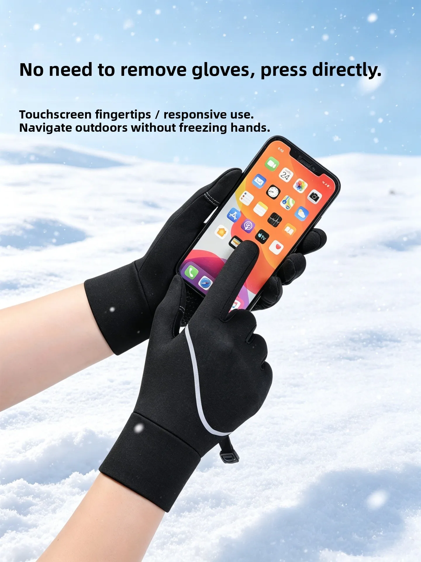 Men's Winter Cycling Gloves Thickened Fleece Warm Touchscreen Compatible Driving Anti-slip Cold Proof Outdoor Snowboard Inner...