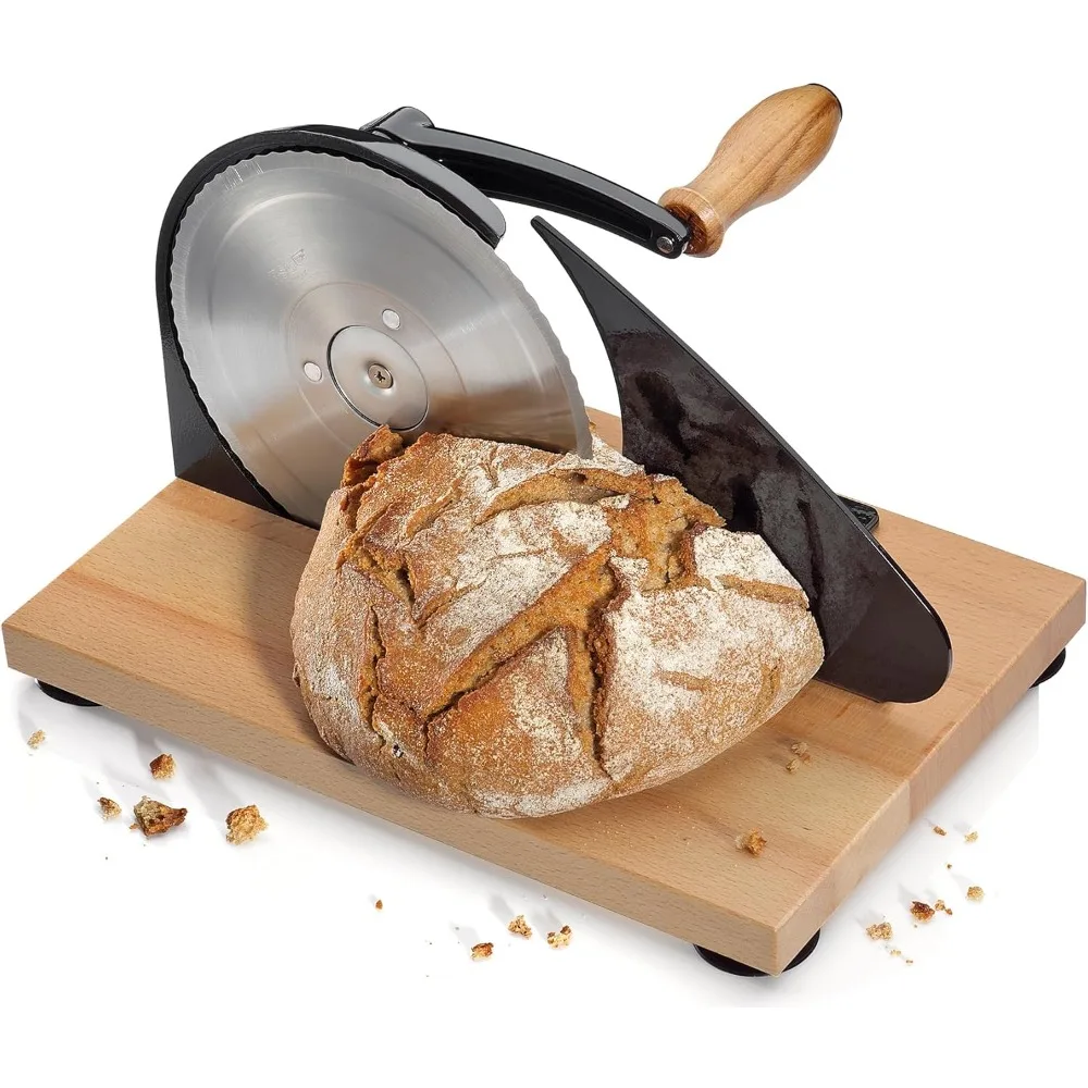 ual Bread Slicer, Classic Hand Crank Home Bread Slicer (Black) 11.75 Inch by 8 Inch