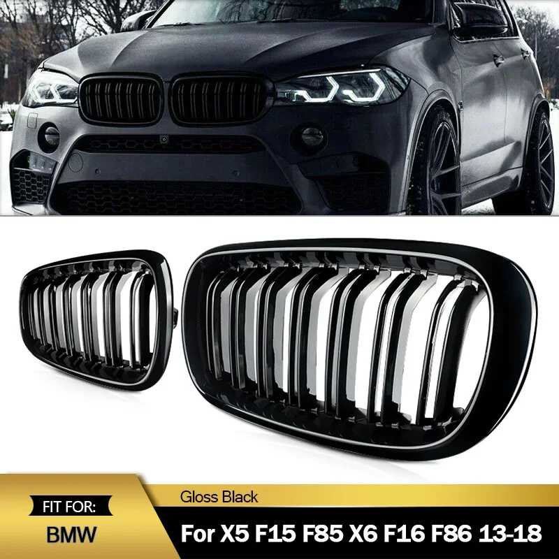 

SAIQINGSP CAR Accessories TOOLS left and right Front Grilles For BMW F15 F85 X5 F16 F86 X6 Front Kidney Gloss Black 2014-2017