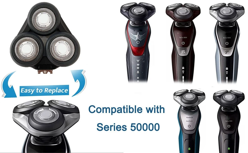SH50 Replacement Head Compatible with Philips Series 5000 Electric Shaver Razor ATXX/PTXX/S5xxx/PT8xx/PT7xx/AT8xx/AT7xx
