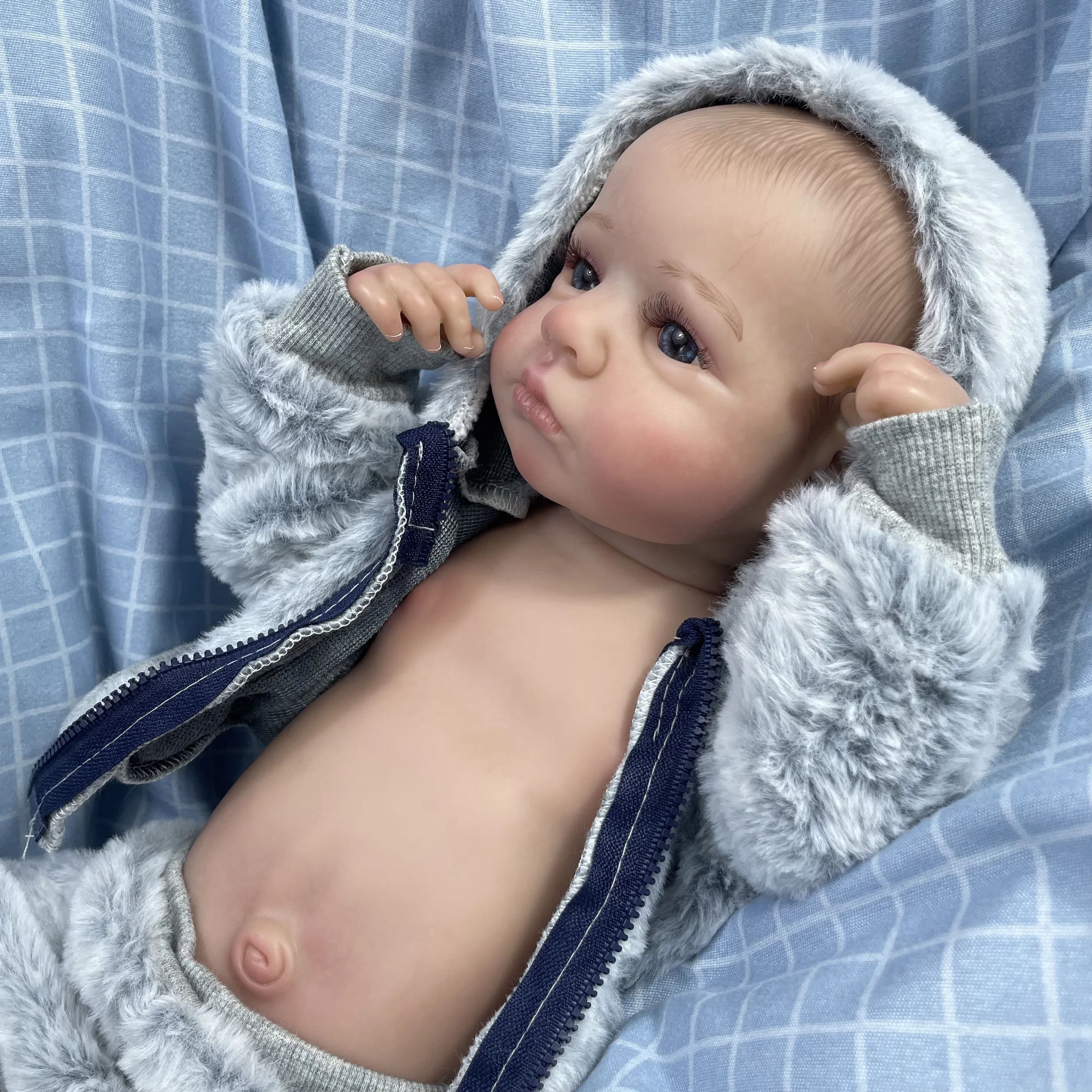 20inch Reborn Doll LouLou Awake Full Silicone Vinyl Body Washable Newborn Baby Doll 3D Skin Tone Visible Veins Dolls Gift