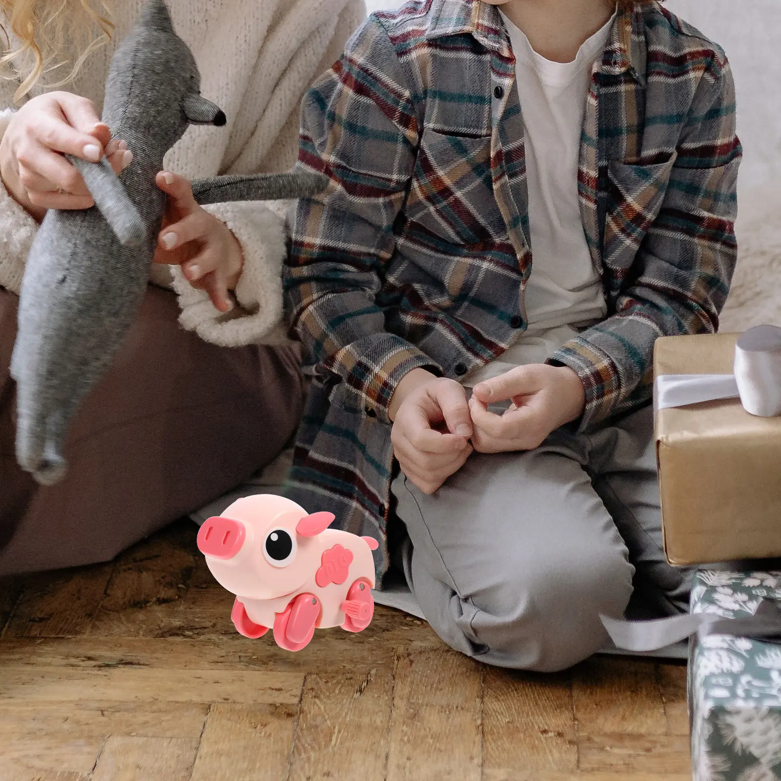 Jouet cochon à manivelle en plastique, animal rampant, cadeau, faveur de fête pour bébé, développement des compétences motrices, jouet cochon à manivelle