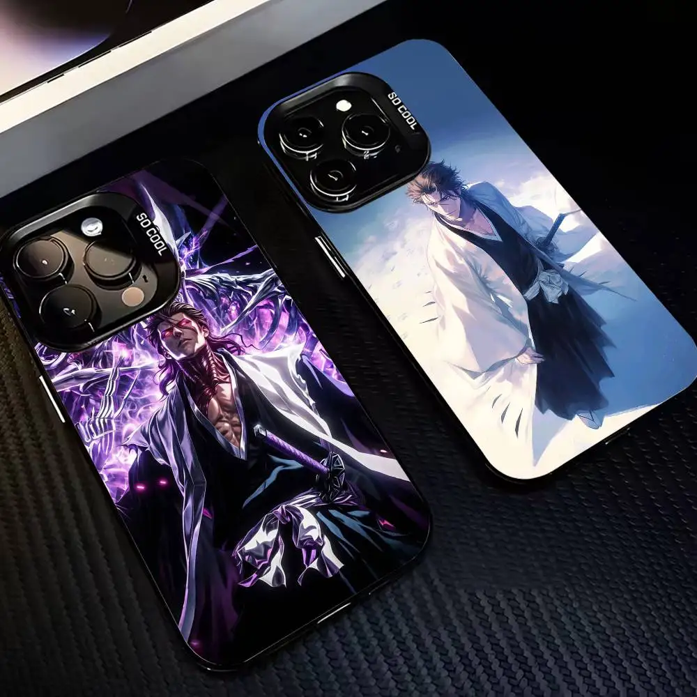 

B-Bleach Anime Aizen Phone Case For iPhone17 16 15 14 13 12 Pro Max Grey Black Matte Laser Metallic Aurora Funda