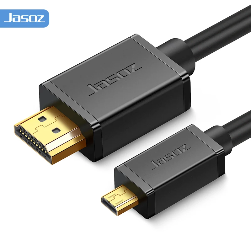 Jasoz Micro HDMI naar HDMI-kabel, 4K@60Hz, Micro HDMI-compatibele adapter/converter voor camera, tablet, pc, HDTV-monitor, 1m, 1,5m.