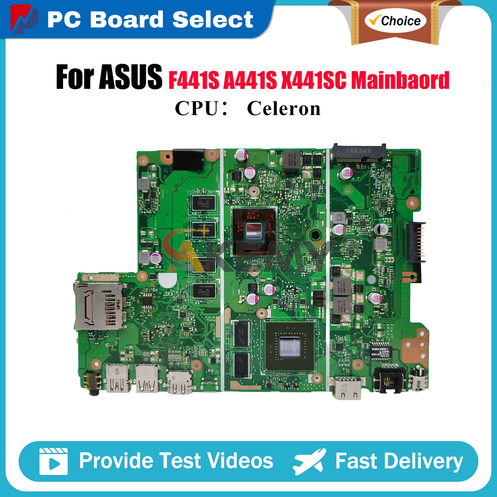 

X441SC Laptop Motherboard For ASUS VivoBook F441S X441S X441SC A441S Notebook Mainboard With Celeron CPU 100% tests OK fast ship