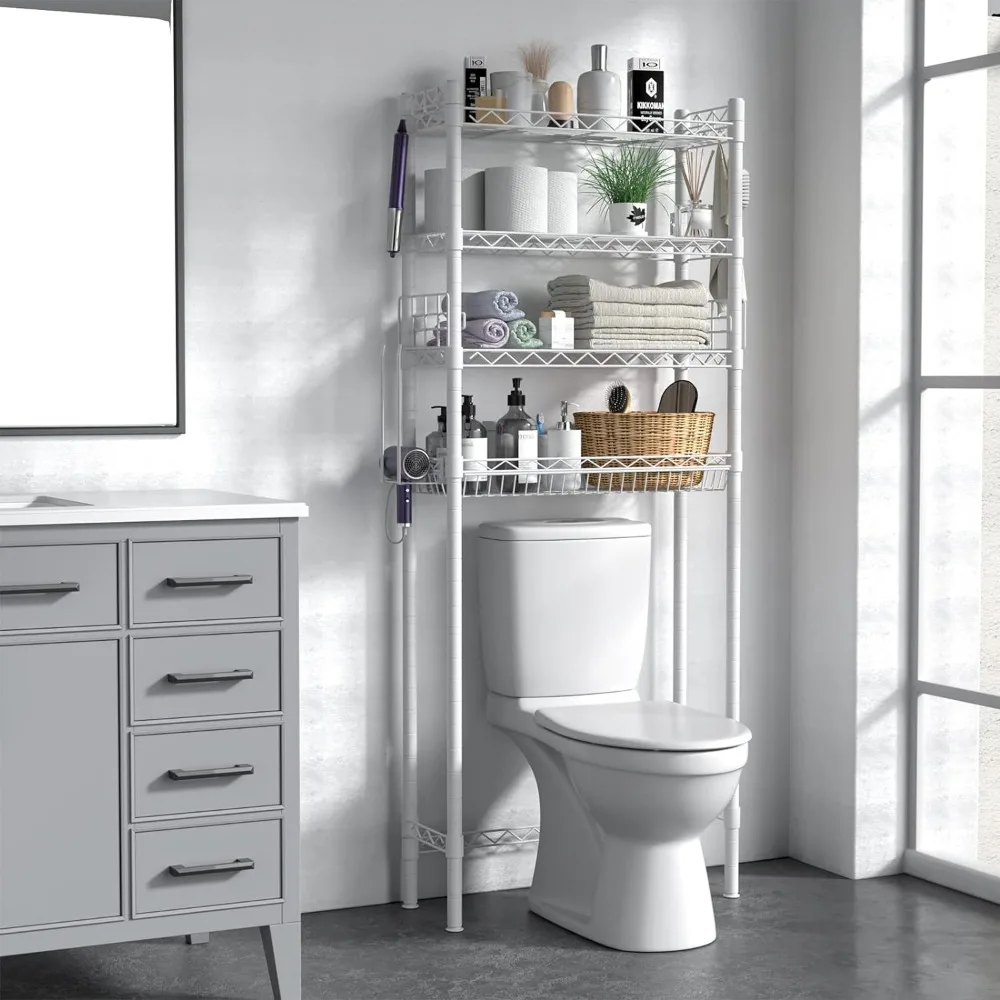 Over The Toilet Storage, Bathroom Organizer Shelves Space Saver Over Toilet, Above Toilet Storage Rack, Over-The-Toilet Storage