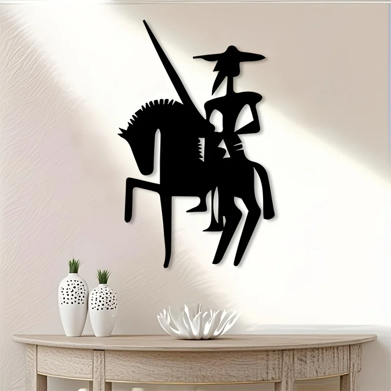 Brand Don Quixote Metal Wall Sculpture Iron Art Knight Windmill Mural Home Decor Corrosion Resistant Finish Book Lover Gift