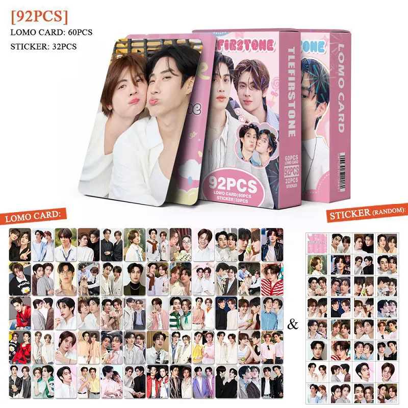 

60Pcs TLE FIRSTONE LOMO Photocards with 32Pcs Mini Stickers Thai Star HD Printed Photo Cards for BL Drama Lovers ﻿