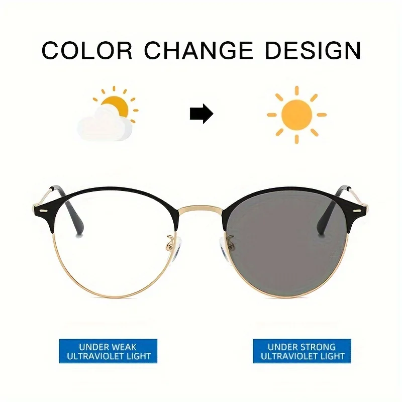 1pcs new Simplicity color changing anti blue light glasses with metal frames for men and women's fashionable glasses