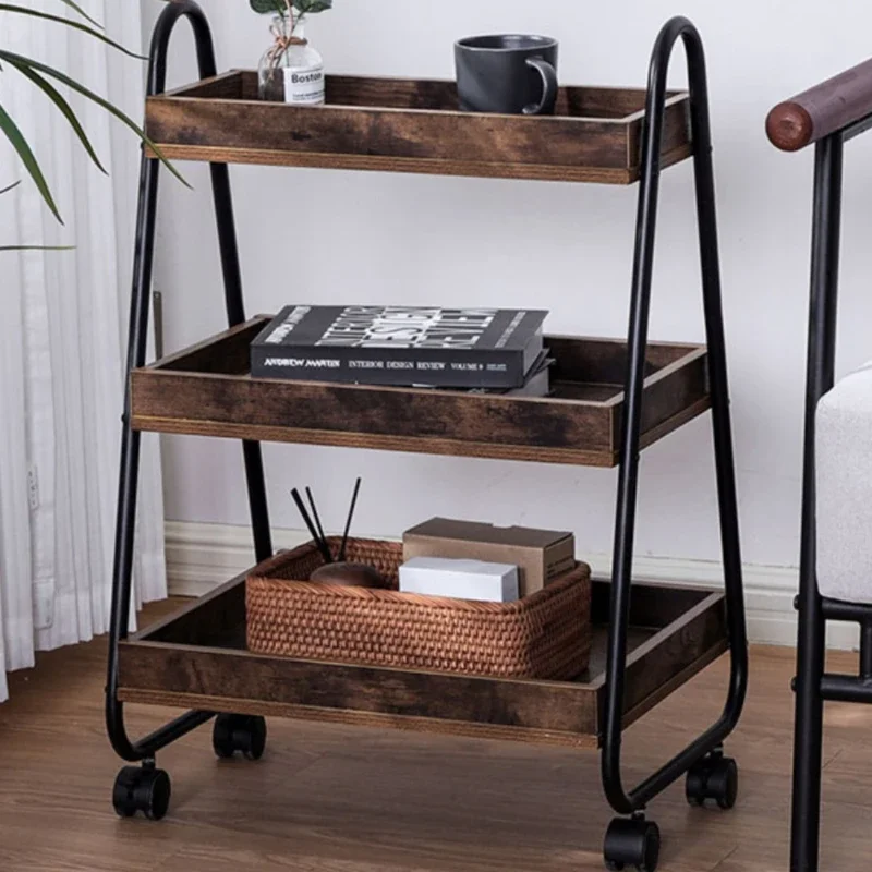 Trolley Storage Shelves Home Organizer Multi-layered Snack Storage Desk Organizers Household with Wheels Removable Gadgets