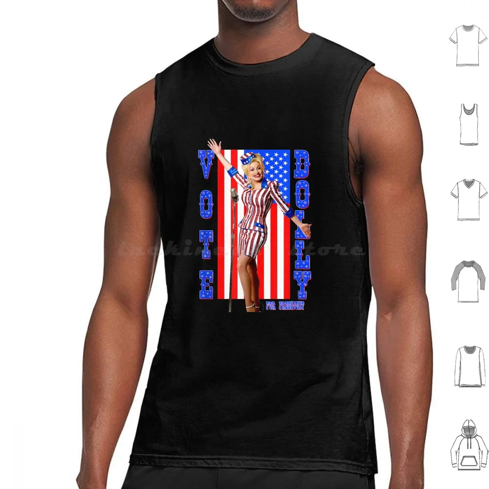American Flag Vote Dolly Parton's Gift Tank Tops Print Cotton American Flag Vote Dolly Partons What Would Dolly Do