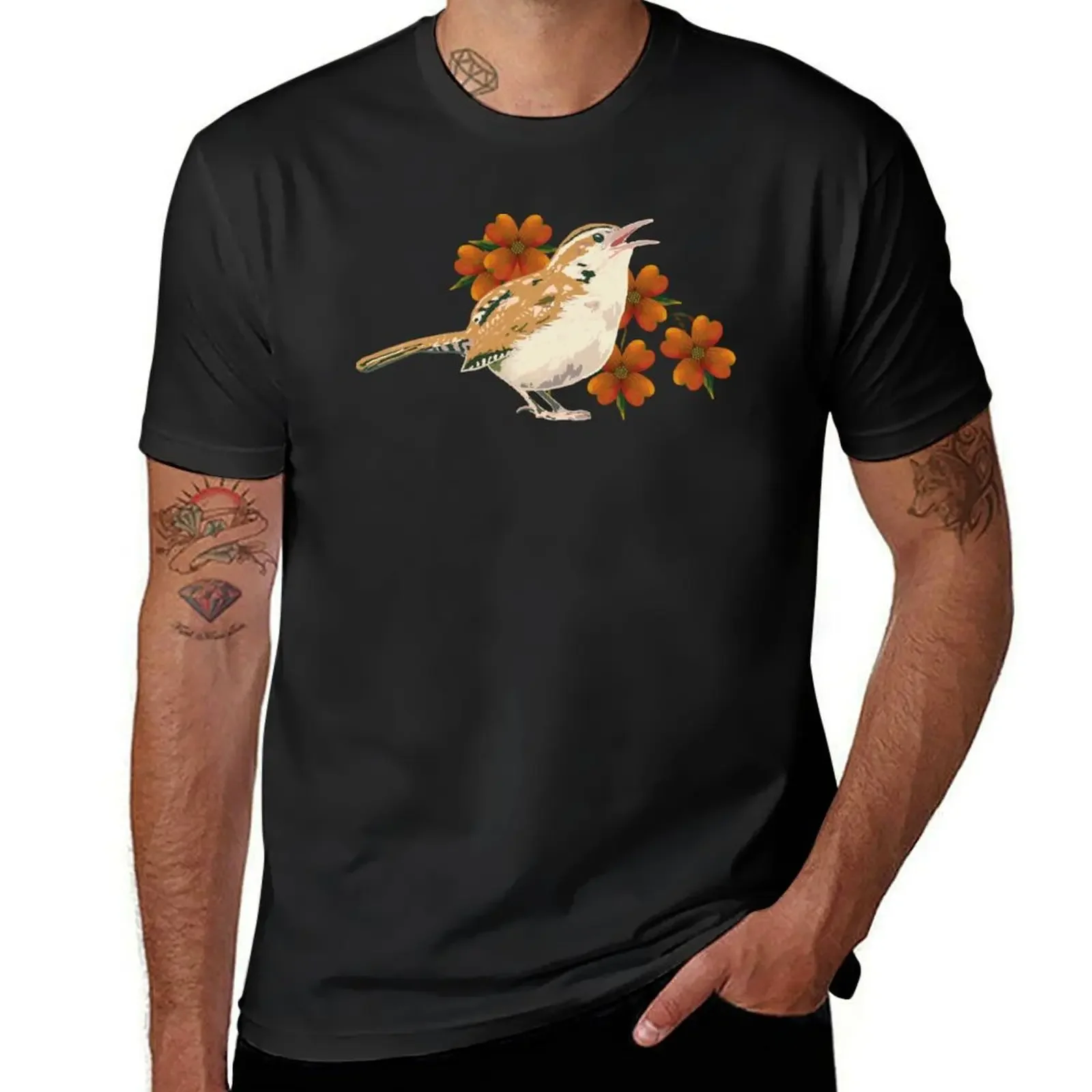 Carolina Wren with Dogwood Tree Flowers T-Shirt new gifts and t-shirts Louboutins street wear summer top mens t shirt graphic