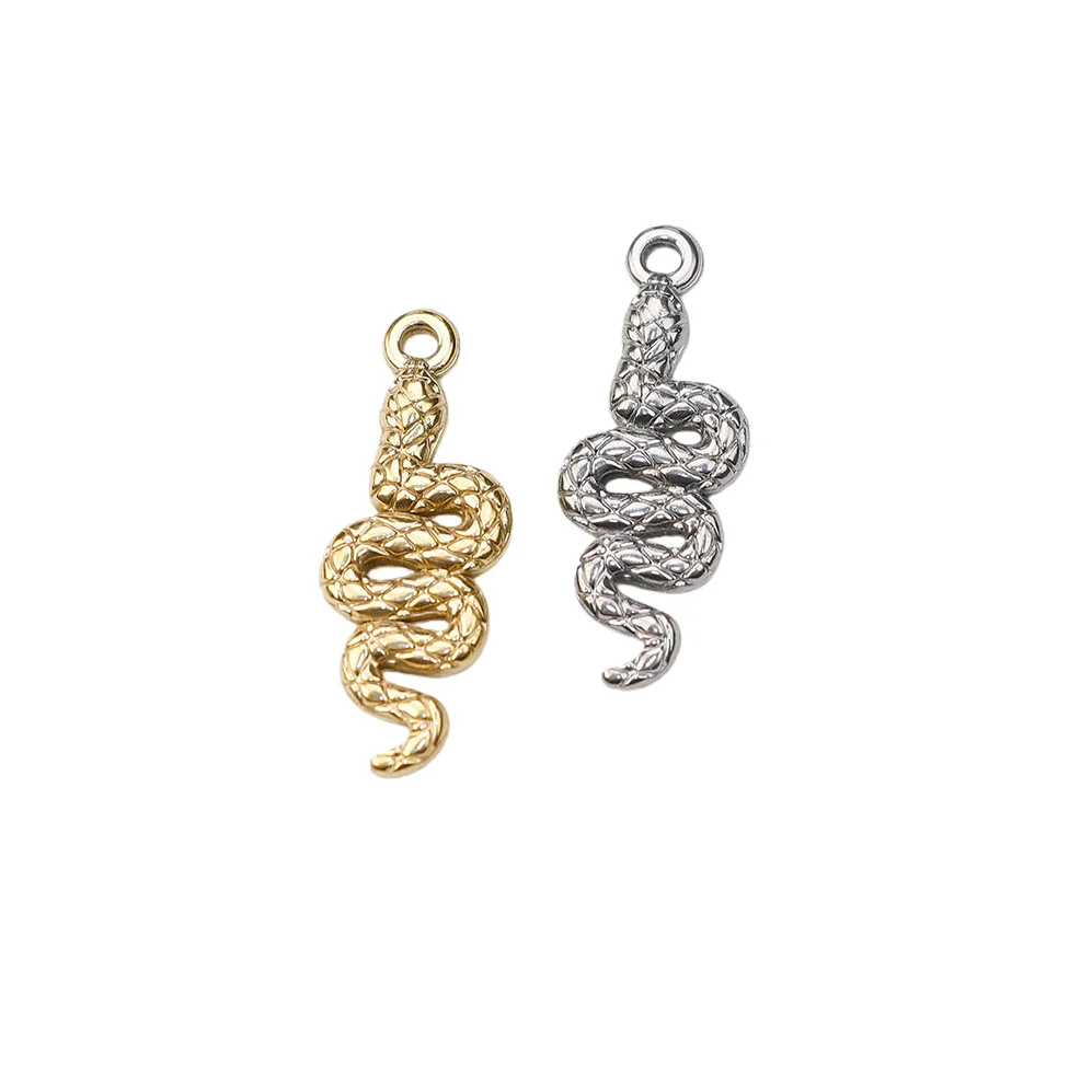 5pcs Stainless Steel Snake Jewelry Accessory Charms Componets Pendant DIY Handcraft Waterproof Women's Fashion Jewelry Accessory