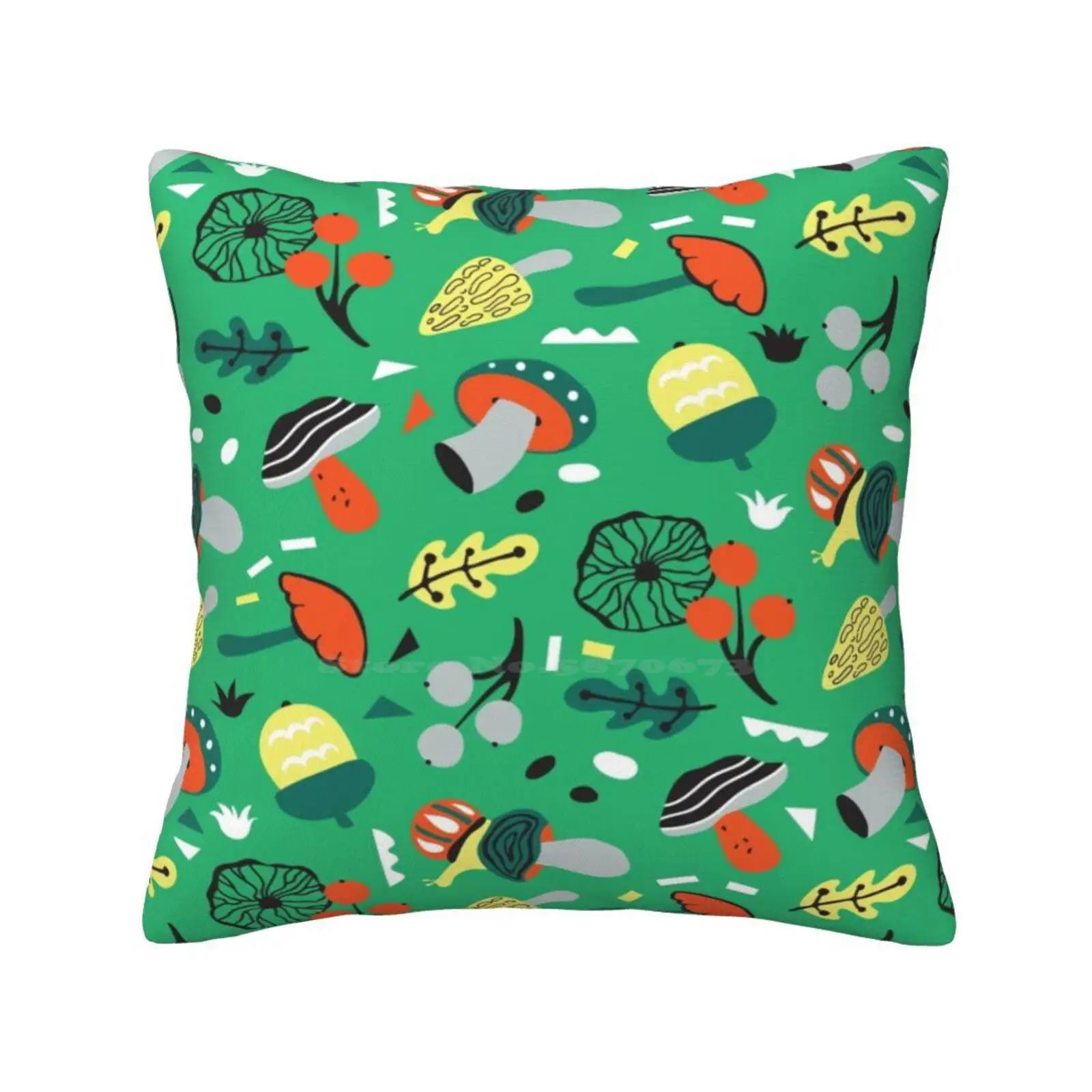 Abstract Mushroom Pillow Cover Hug Pillowcase Abstract Mushroom Forest Berry Natural Snail Sweet Line Symbol Summer Element