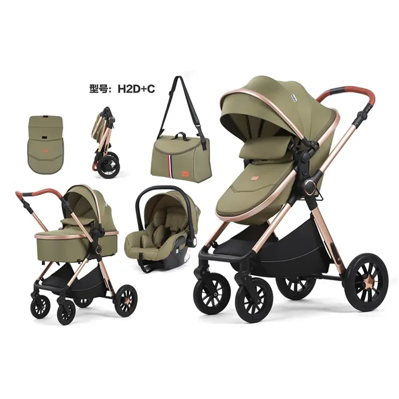 European Good Quality baby carriage With Carseat R129 High View Stroller model Luxury style 3-in-1 Pushchair