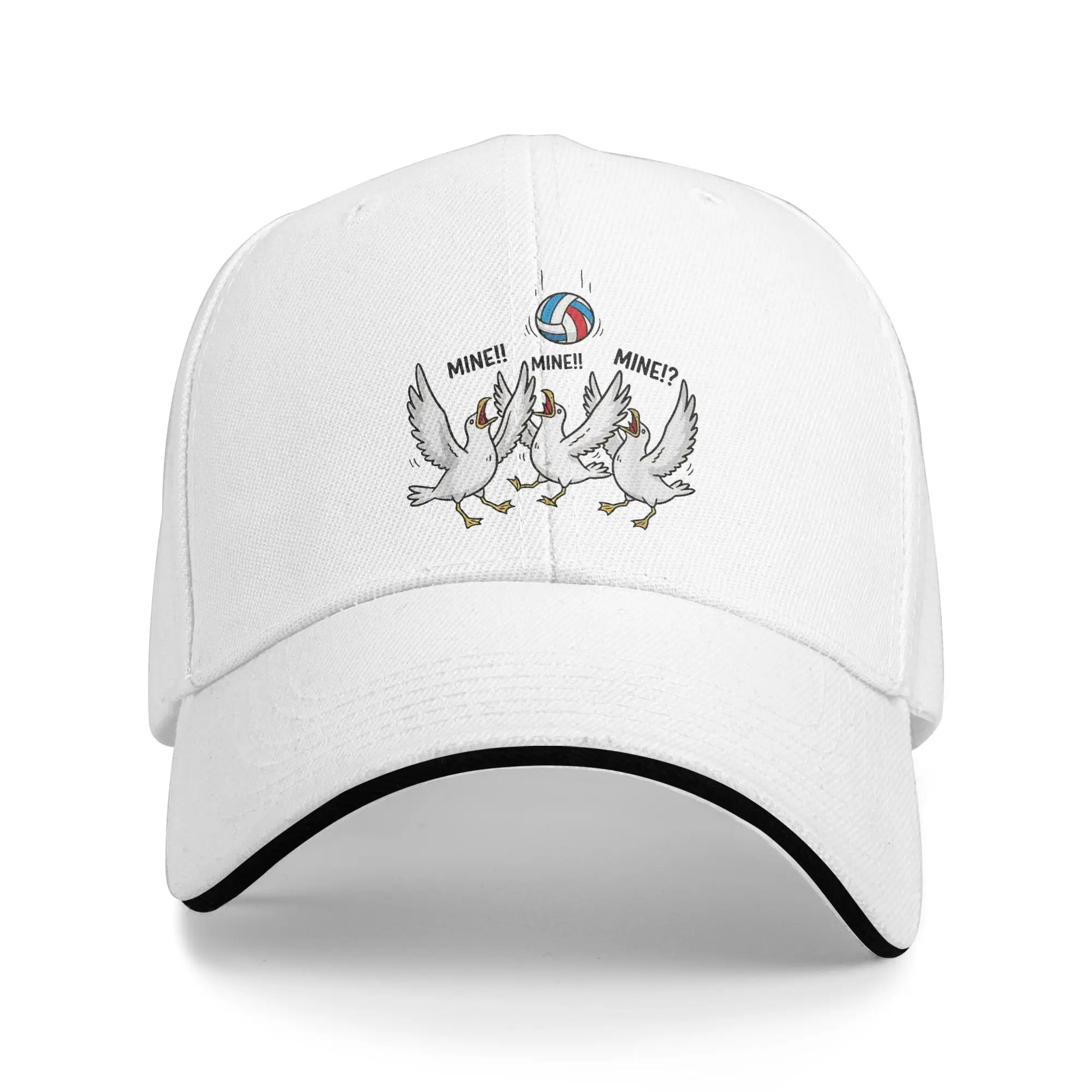 Funny Seagulls Shouting Mine While Chasing A Colorful Volleyball Sports Art Baseball Cap Breathable Trucker Hat Baseball Caps