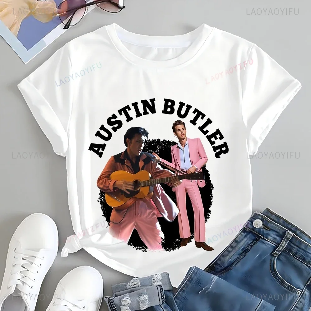 Austin Butler Graphic Print Fashion T-shirt, Unisex Casual Streetwear, Spring/summer Top Cotton Short Sleeve T-shirt