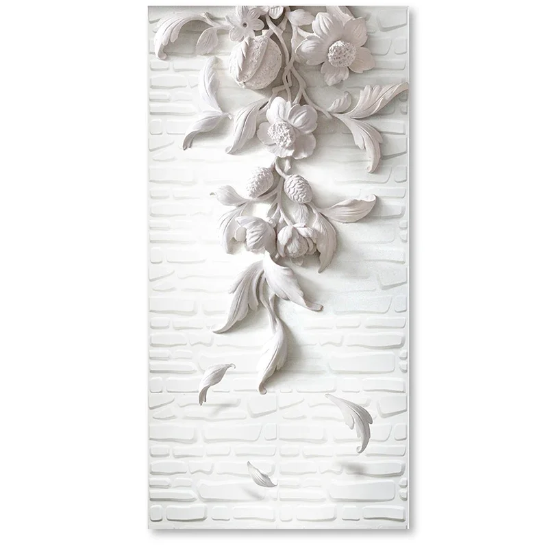 Custom Foto Wand Papier Europäischen Stil 3D Geprägte Weiße Blume Kunst Wandbild Wand Malerei Für Wohnzimmer Eingang Wand Hause decor