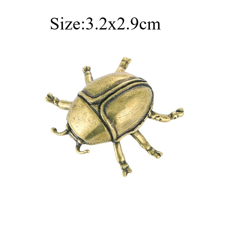 1 PC Antique Bronze Craft Antiqued Retro Brass Insect Beetle Ladybug Miniatures Solid Copper Tea Pet Gift Ornament Home Decor