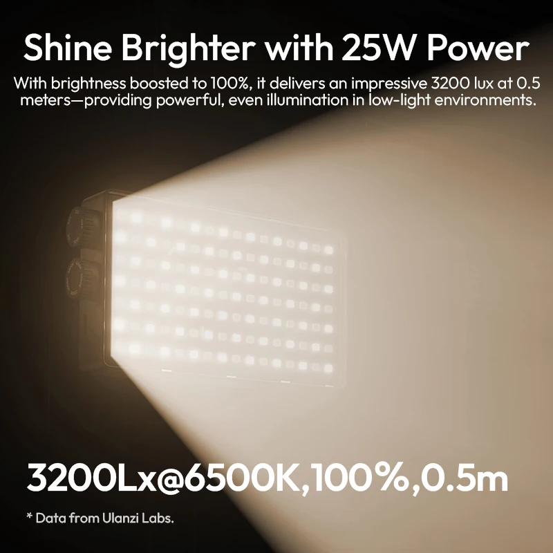Ulanzi PL25 25W lumière de poche haute puissance lumière de remplissage Portable 2700K-6500K lumière vidéo avec ventilateur de refroidissement automatique pour la photographie