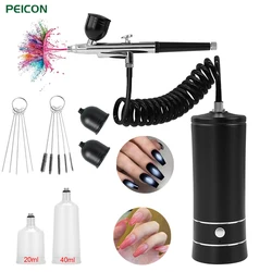 Kit de pintura de uñas con aerógrafo, Mini aerógrafo para arte de uñas, pintura de pasteles, pistola pulverizadora de mano portátil, aerógrafo de uñas