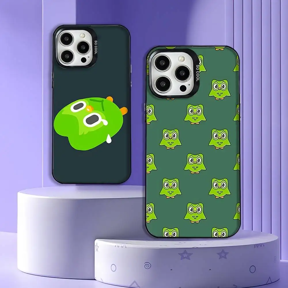

Funny Cute D-Duolingo Phone Case For iPhone 17,16,15,14,13,12,11,Pro,Max,Plus,E,Air,Mini Black IMD Cover