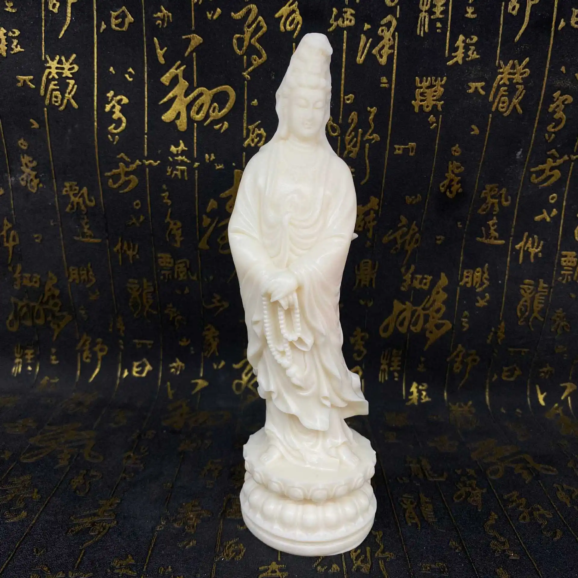 Ivory Nut Carved Guanyin Buddha Statue Figurine Nanhai Kwan‑Yin Bodhisattva Decor Craft Ornament