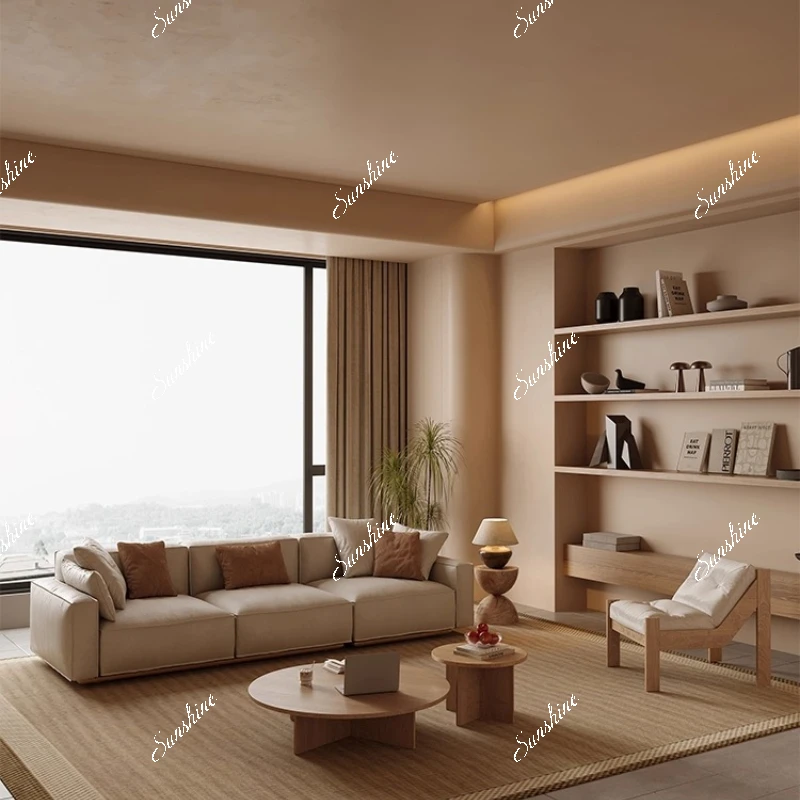 

Living room high-end simple large flat-floor club light luxury modern sofa