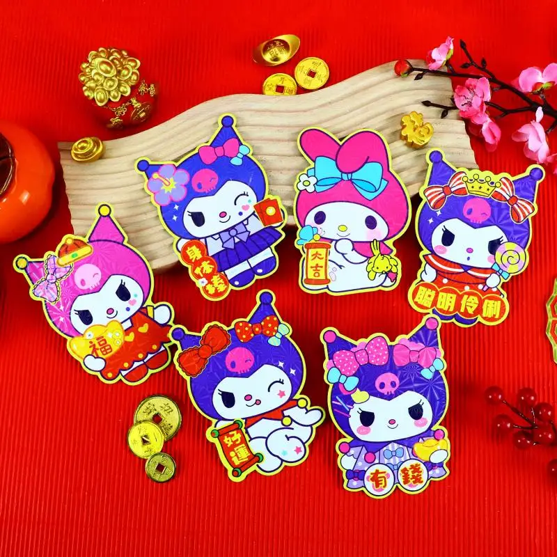 New Year 2024 Red Envelope 12Pcs Kawaii Sanrioed Kuromi My Melody Cartoon Cute Lucky Money Bag Girl Child Gift Spring Festival