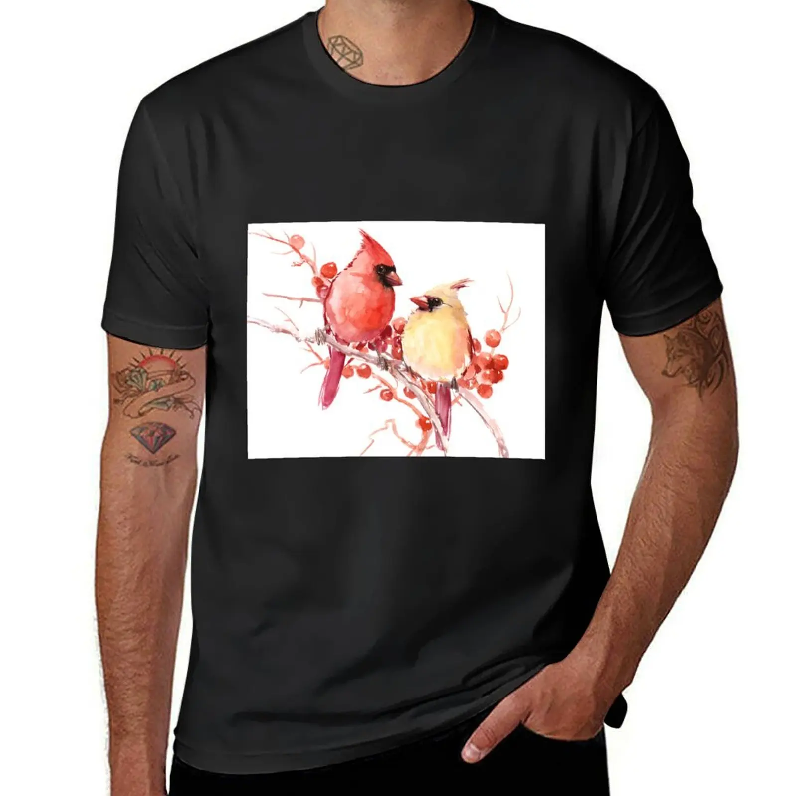 Cardinal Birds T-Shirt aesthetic clothes hippie clothes summer tops T-shirt men