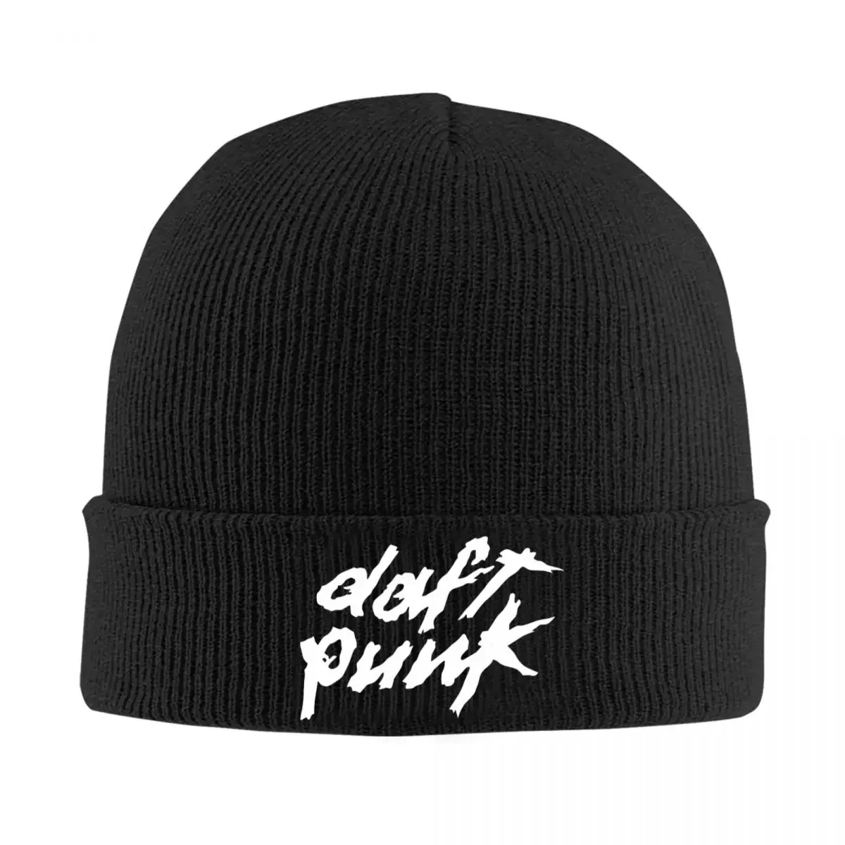 Daft Punk Beanie Hats script logo Bonnet Hats Female Male Vintage Kpop Knitting Hat Autumn Winter Pattern Head Wrap Caps