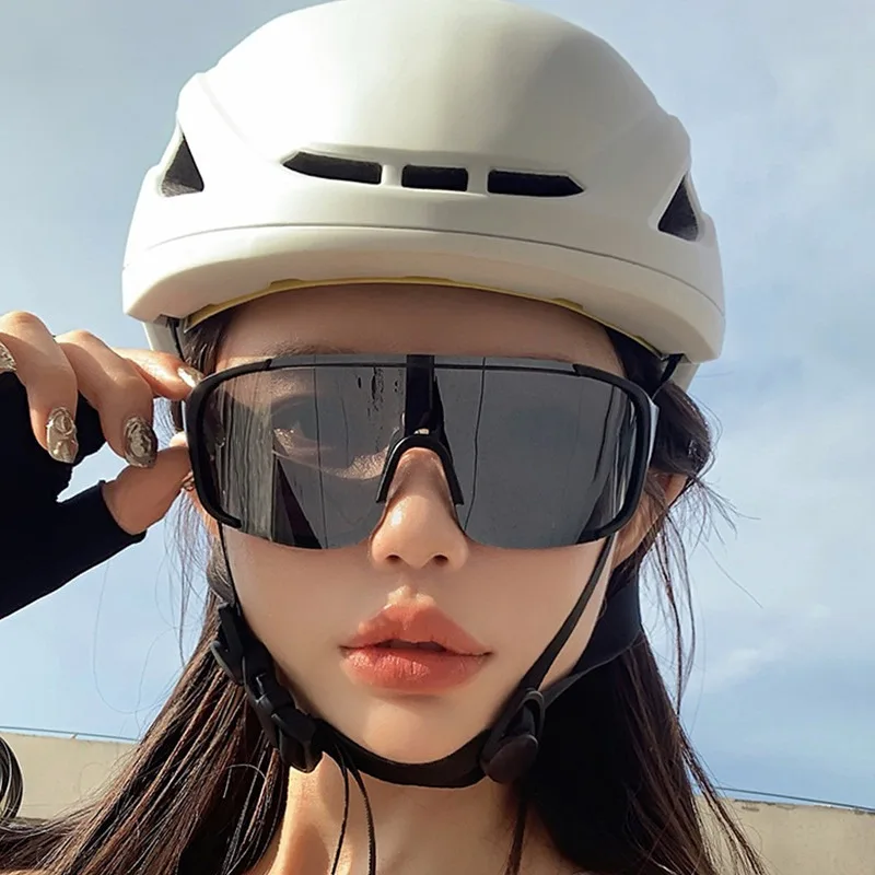 Übergroße quadratische Schild-Sport-Sonnenbrille für Damen und Herren, Luxusmarke, Vintage, winddicht, für Damen, Outdoor-Brillen