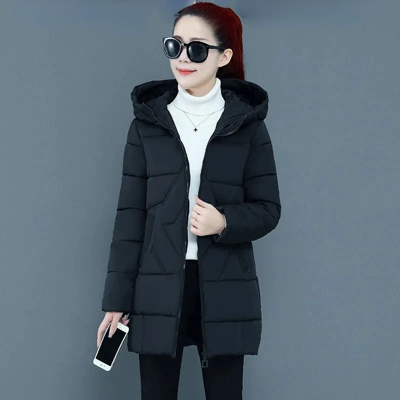 2023 neue Frauen Baumwoll mantel Winter jacke weibliche warme dicke Parkas dicke Kapuze Pelz kragen Outwear mittellange Version Mantel