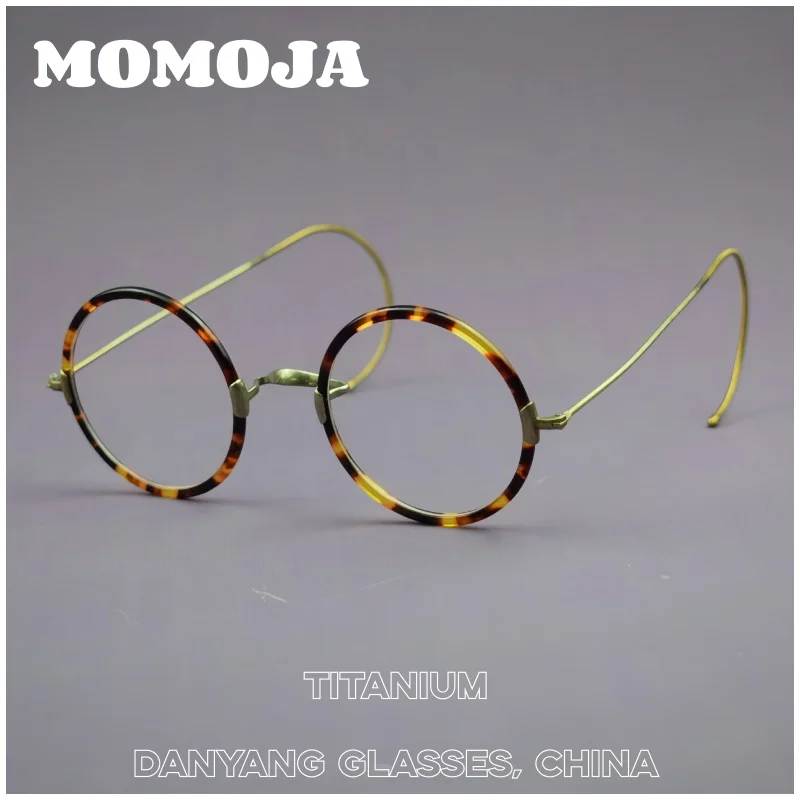 

New Retro Republic Of China Hanging Ear Circular Eyeglass Frame In Tortoiseshell Color (L M S size) With Adjustable Diopter 2042